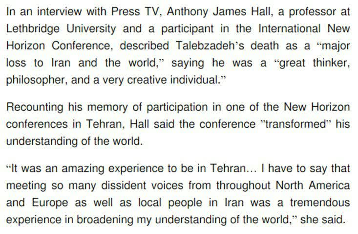 پیام‌ شخصیت‌های فرهنگی و سیاسی جهان در سوگ مرحوم نادر طالب‌زاده